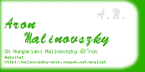 aron malinovszky business card